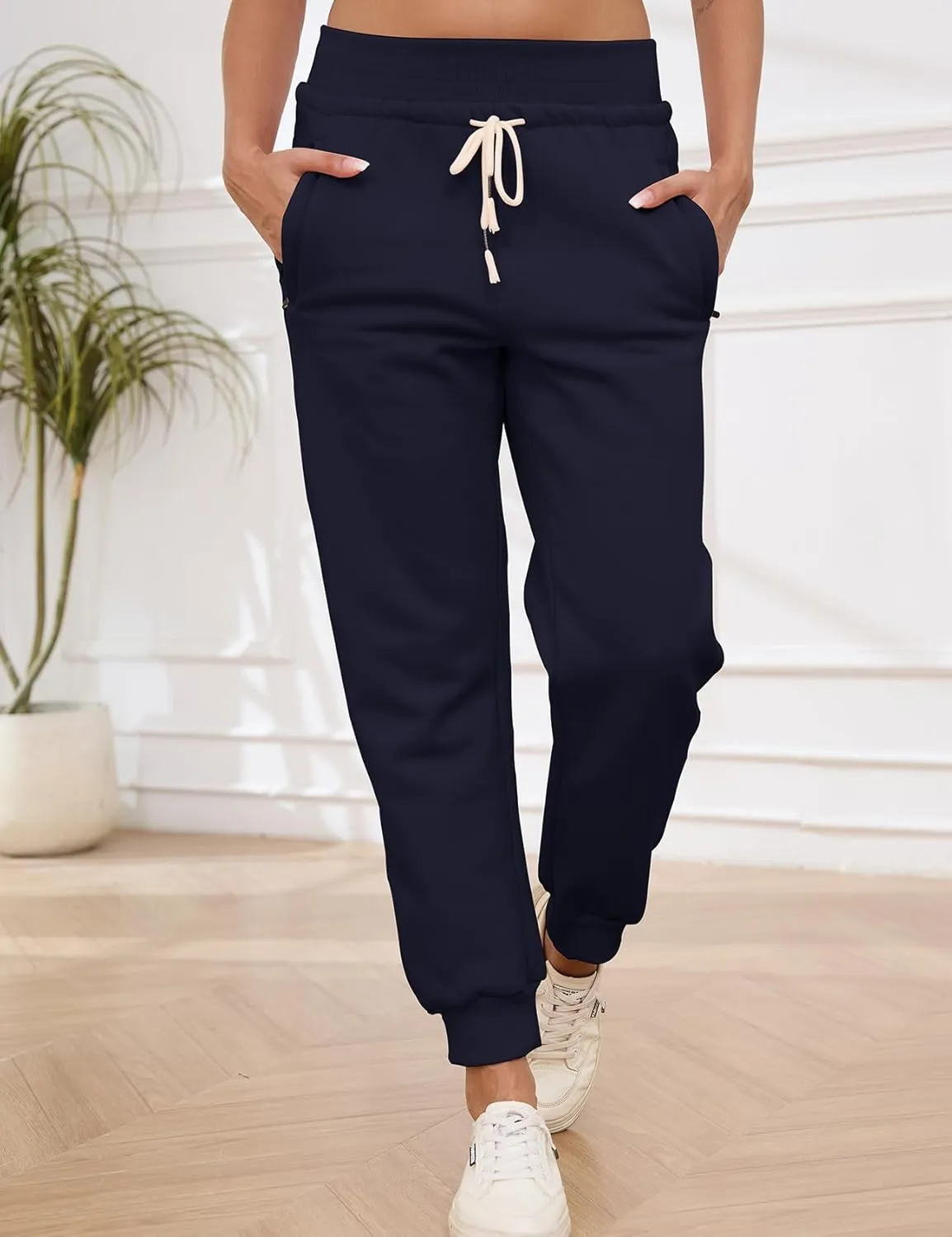 Gihuo Women's Sherpa Lined Sweatpants Winter Casual Jogger Sweat Pants Warm Athletic Thermal Fleece Lining Lounge Pants