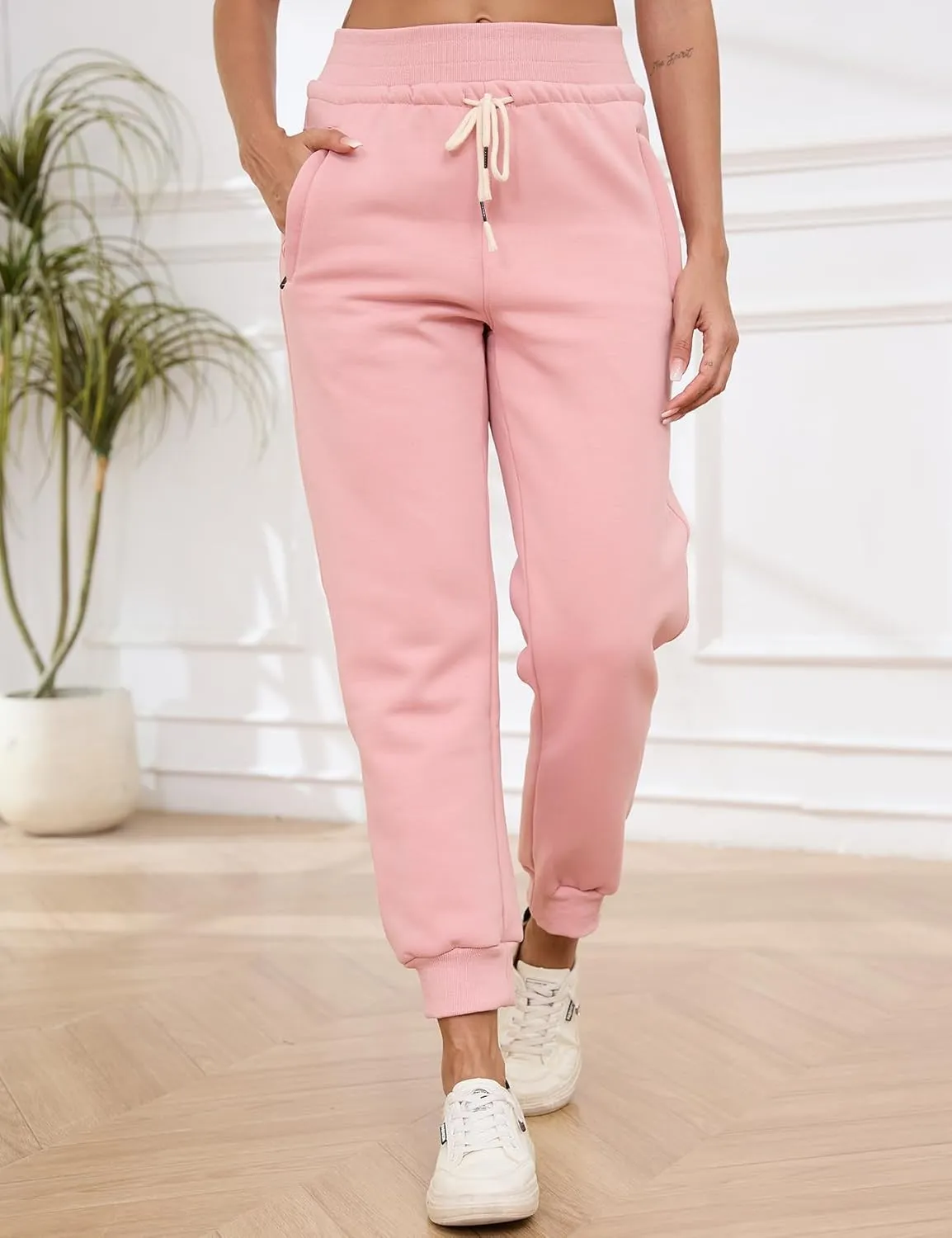 Gihuo Women's Sherpa Lined Sweatpants Winter Casual Jogger Sweat Pants Warm Athletic Thermal Fleece Lining Lounge Pants