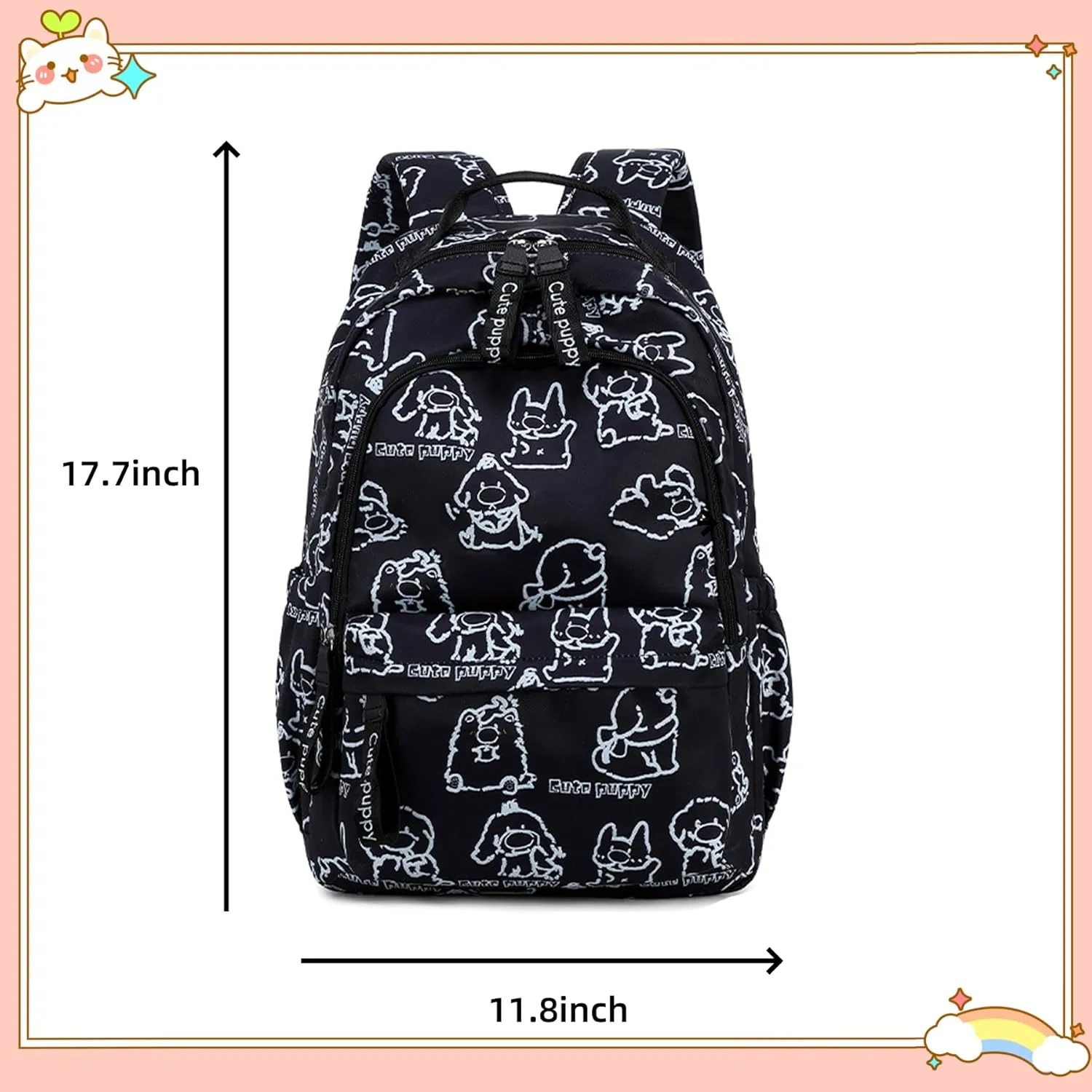 Girl Backpack Dog Print Backpack for Girls Boys Elementary Students Book Bag School Bags for Students