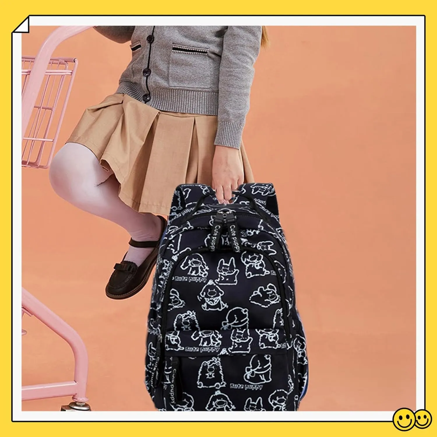 Girl Backpack Dog Print Backpack for Girls Boys Elementary Students Book Bag School Bags for Students