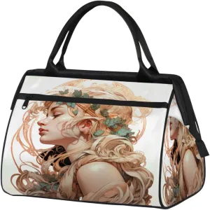 Girl With Leaf Flower Rings Travel Duffle Bag, Waterproof Duffel Bag Weekender Overnight Carry On Bag Lightweight Sport Gym Bag for Men Women
