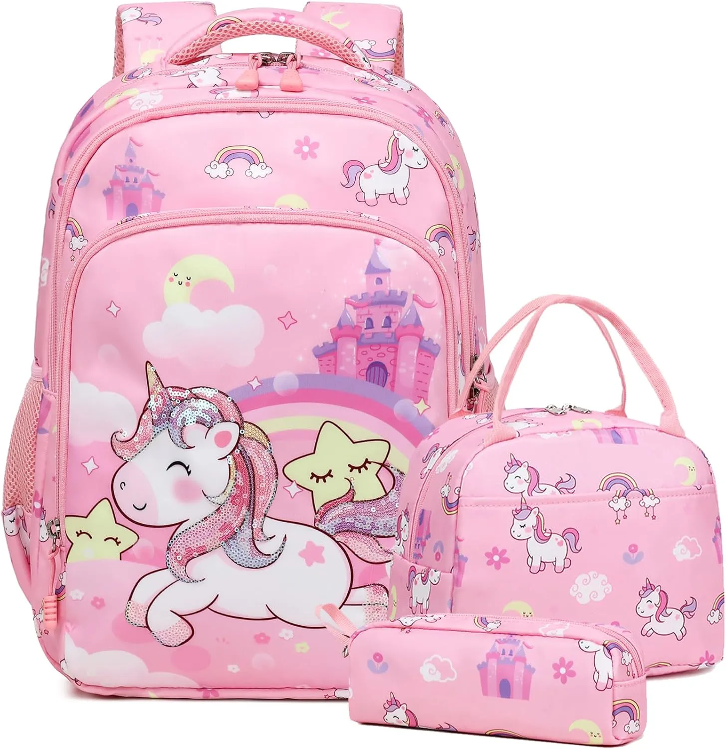 Girls Backpack for Elementary Unicorn Backpack Kids Backpack School Bookbag for Girls 3 in 1 Set Back to School