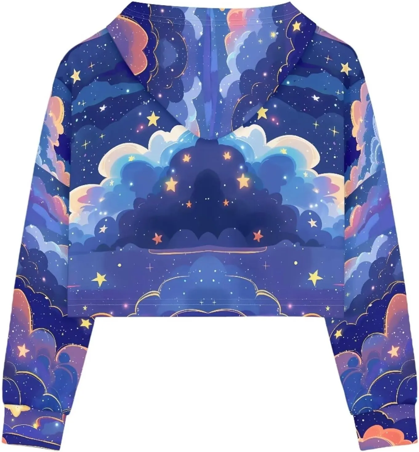 Girls Crop Tops Hoodies Cute Cartoon Graphic Cropped Hooded Sweatshirt 5-14 Y
