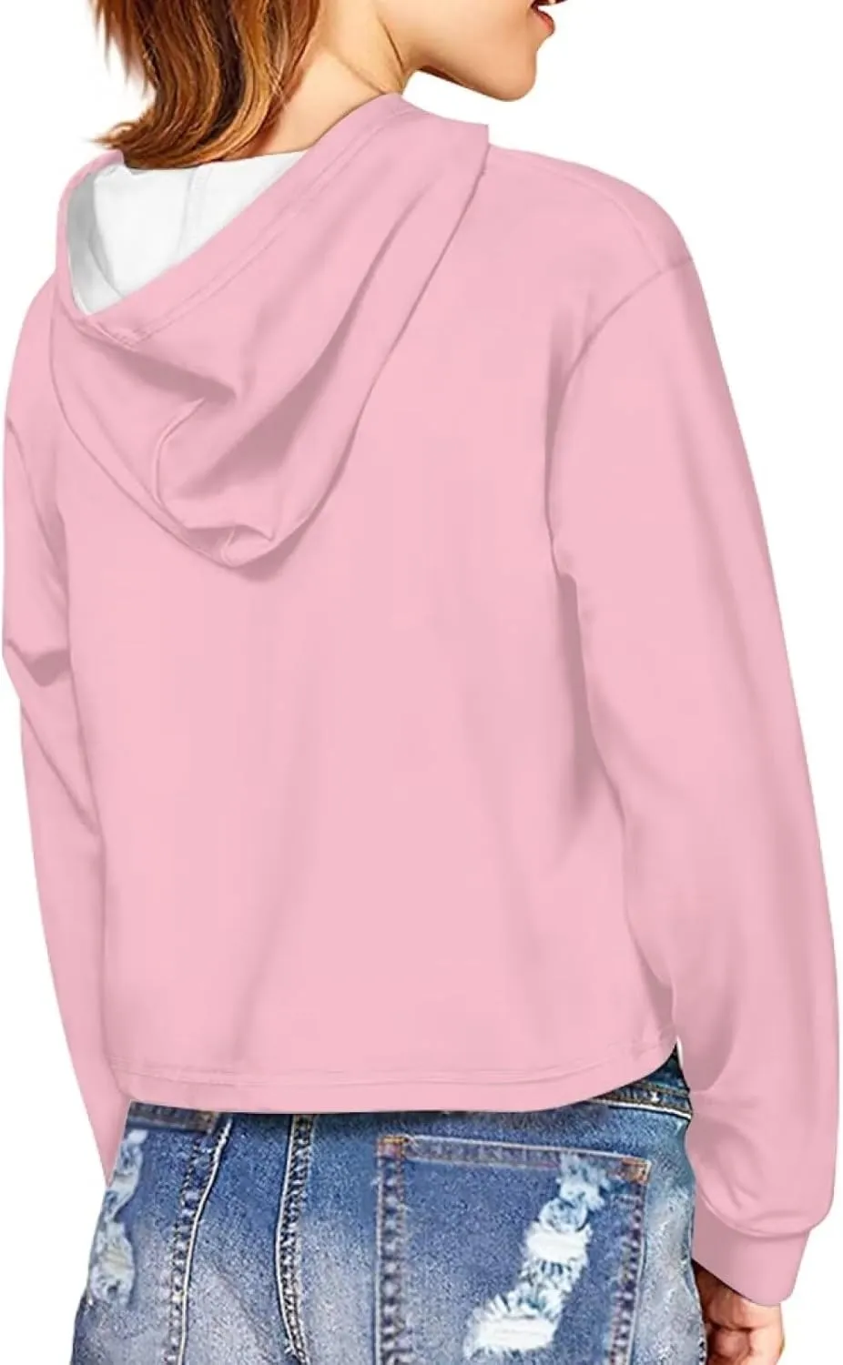 Girls Crop Tops Hoodies Cute Cartoon Graphic Cropped Hooded Sweatshirt 5-14 Y