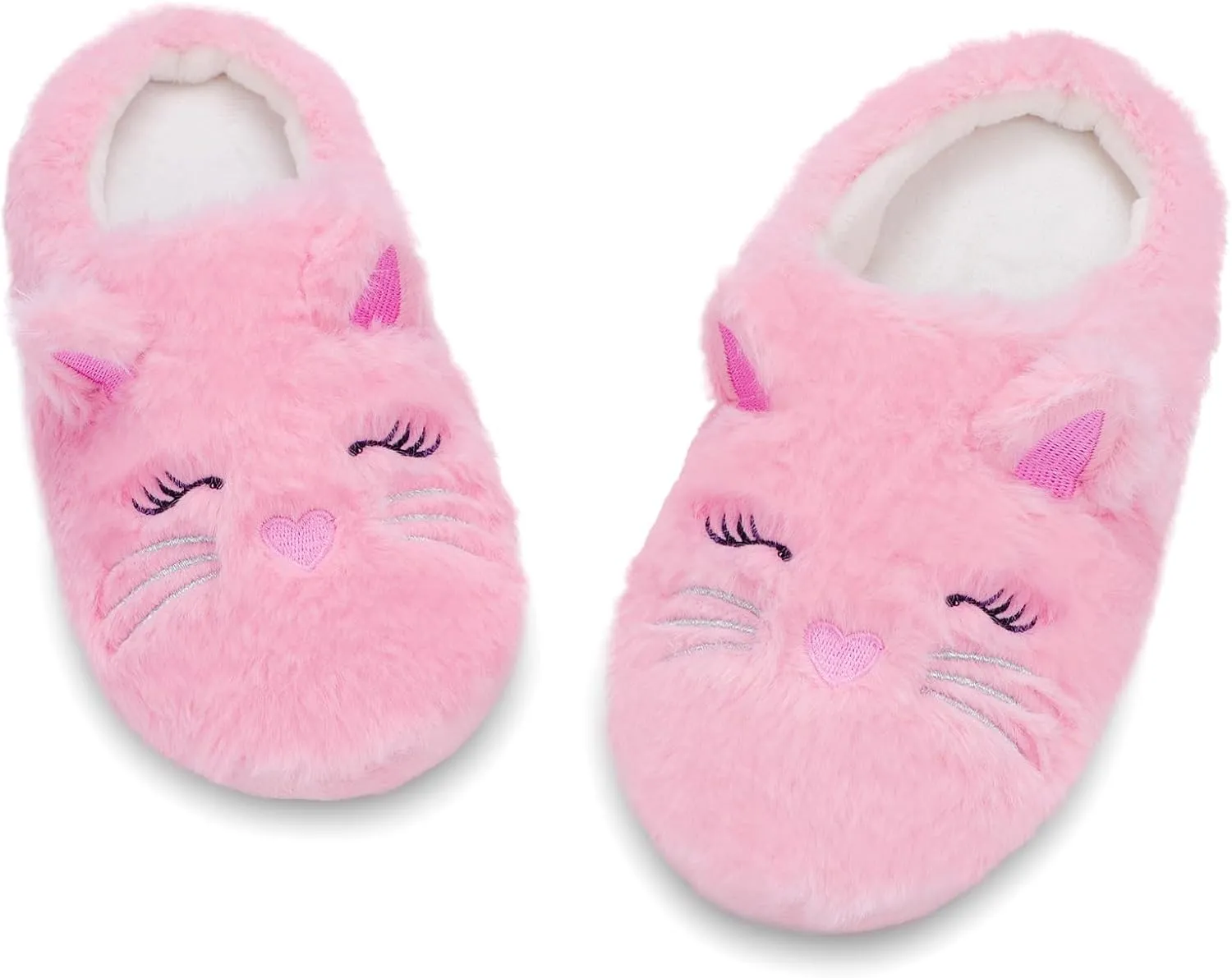 Girls Cute Animal Slippers for Toddler Kids Fuzzy Slip-on House Shoes Warm Fluffy Plush Indoor Home Slippers