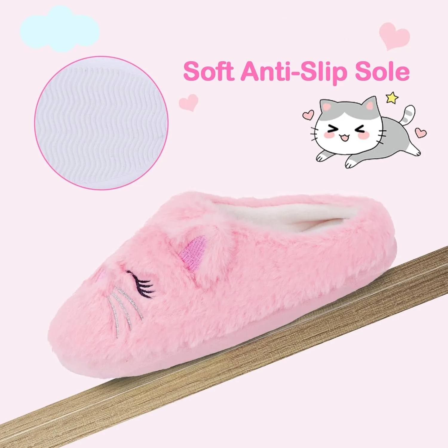 Girls Cute Animal Slippers for Toddler Kids Fuzzy Slip-on House Shoes Warm Fluffy Plush Indoor Home Slippers