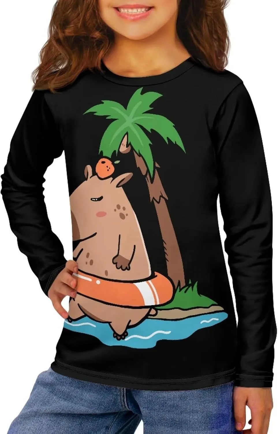 Girls Long Sleeve Shirt with Cute Graphic Casual Pullover Tops 3-16Y
