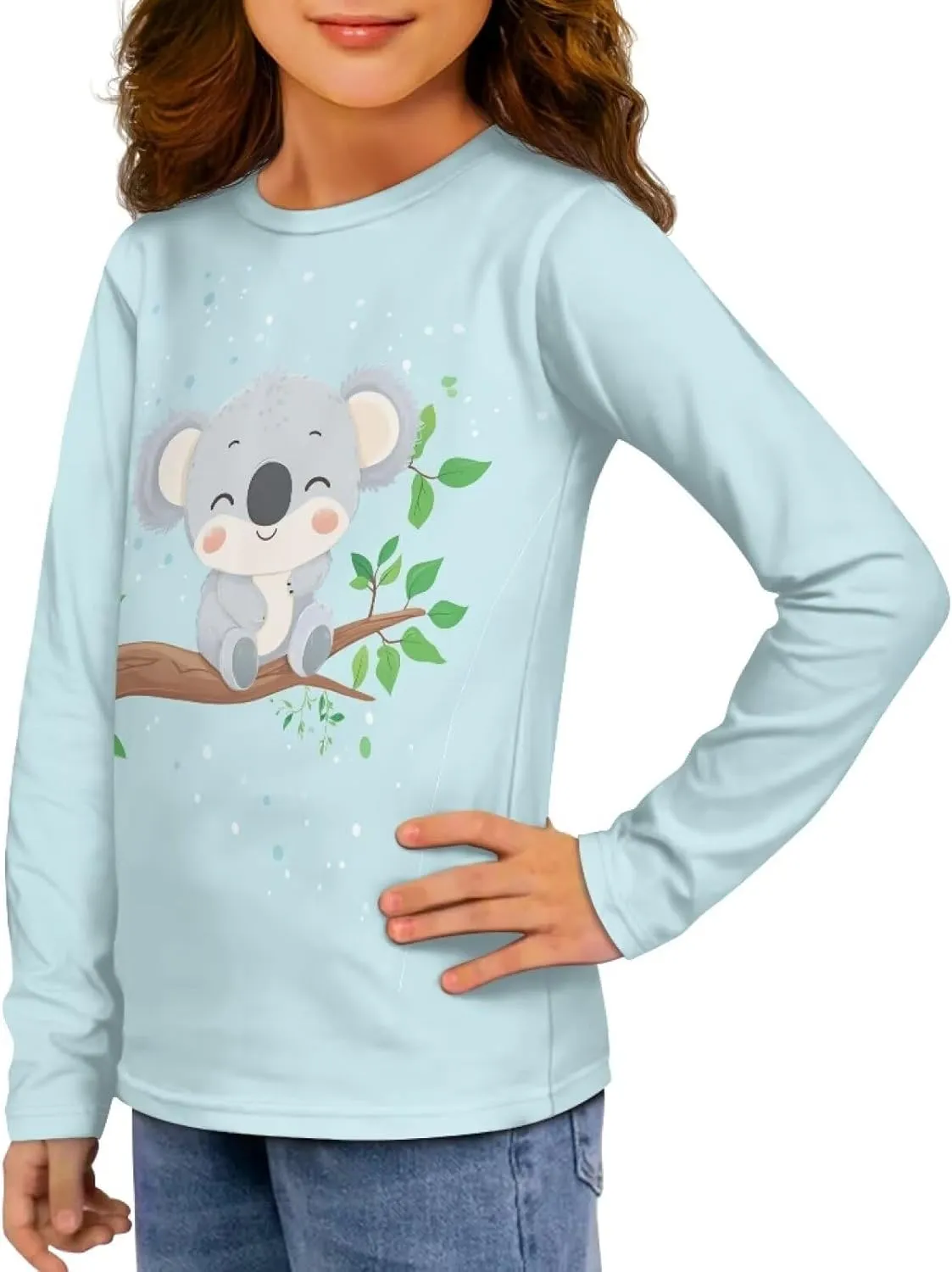 Girls Long Sleeve Shirt with Cute Graphic Casual Pullover Tops 3-16Y