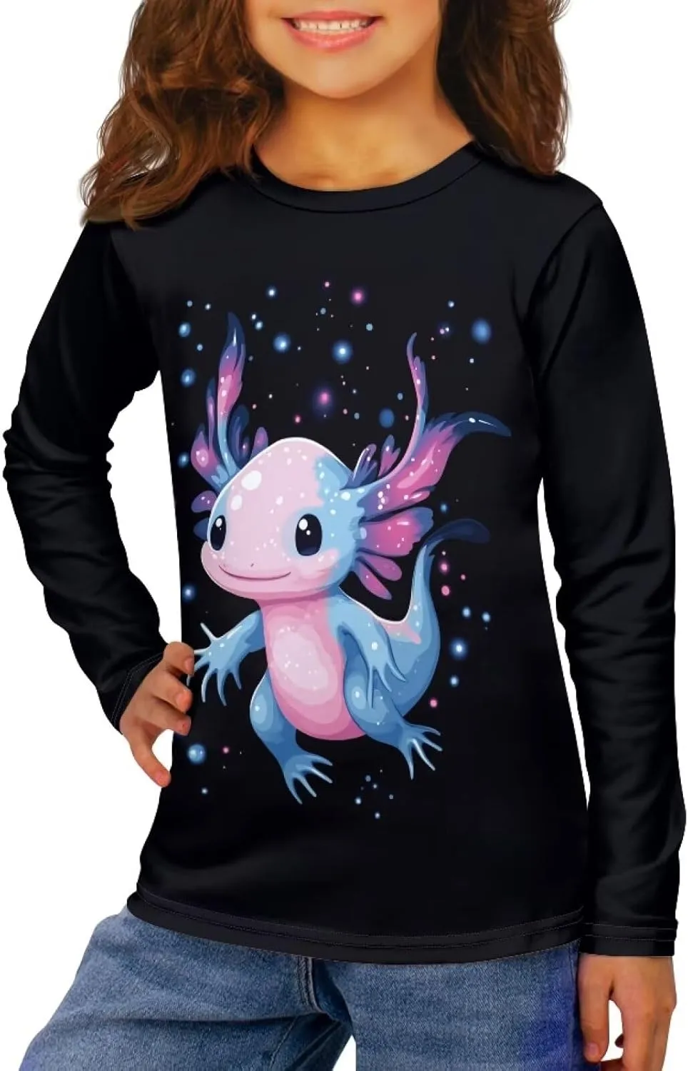 Girls Long Sleeve Shirt with Cute Graphic Casual Pullover Tops 3-16Y