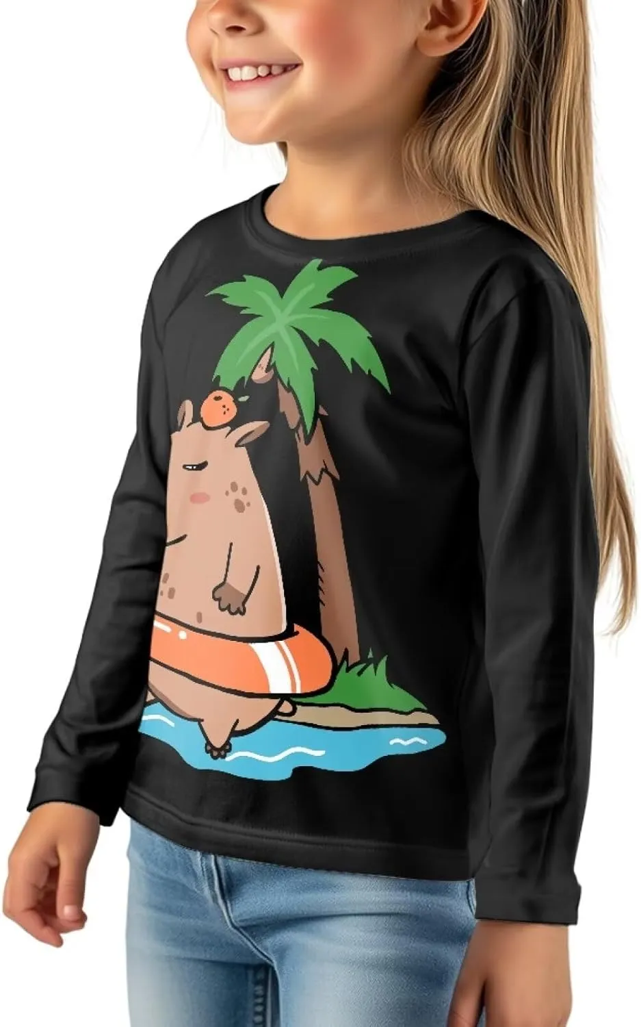 Girls Long Sleeve Shirt with Cute Graphic Casual Pullover Tops 3-16Y