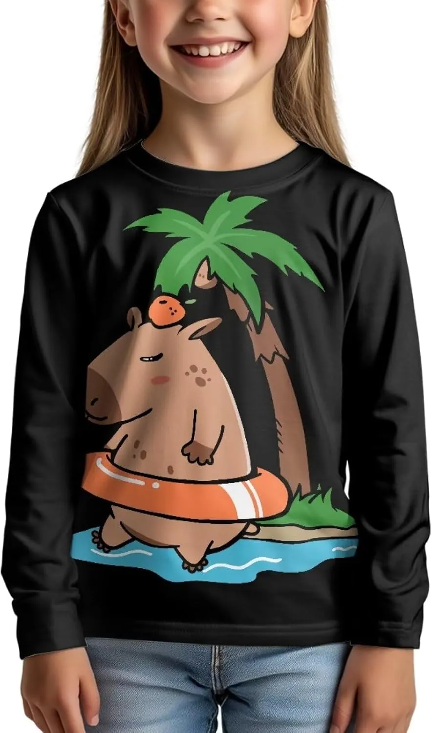 Girls Long Sleeve Shirt with Cute Graphic Casual Pullover Tops 3-16Y