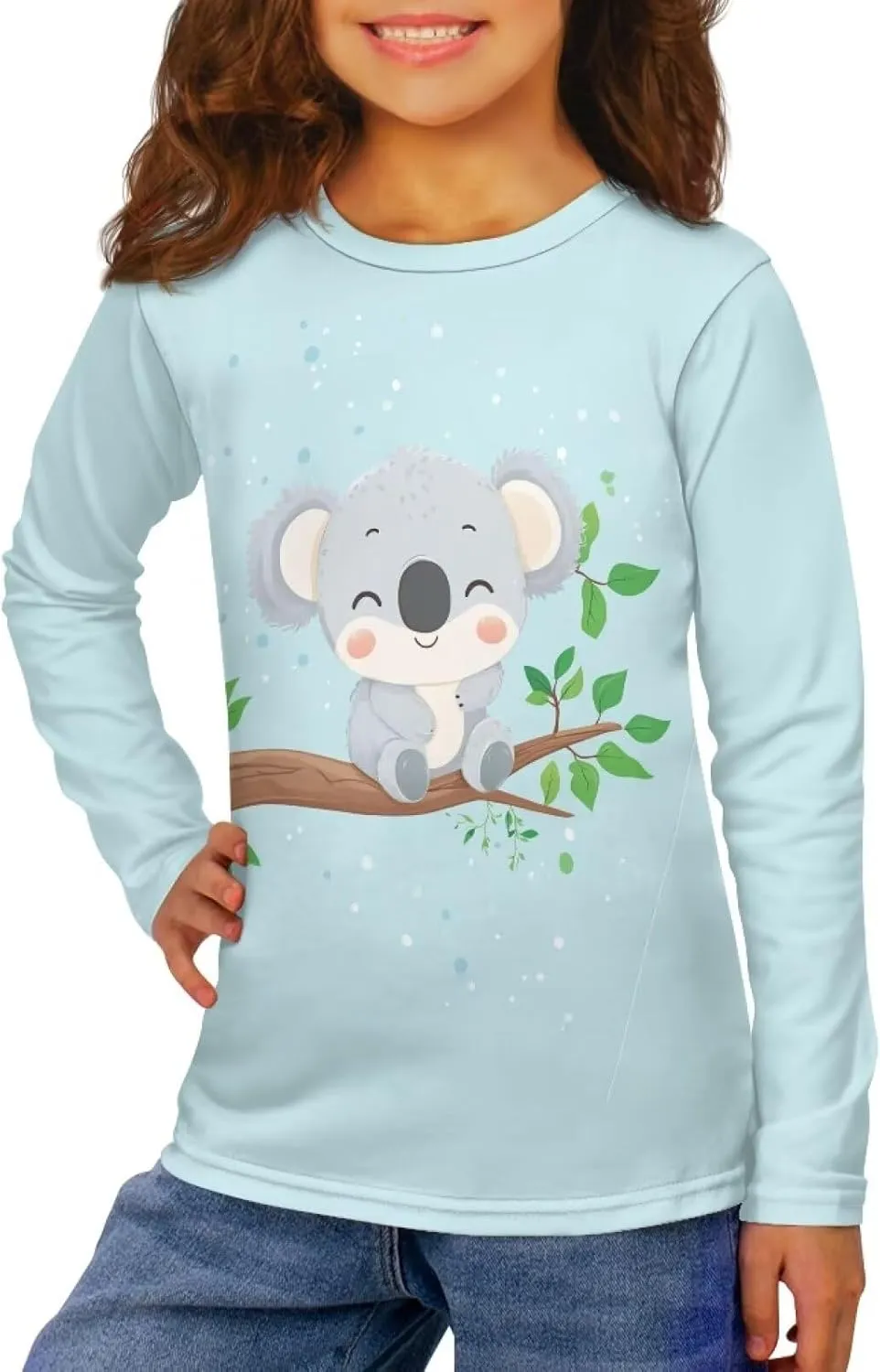 Girls Long Sleeve Shirt with Cute Graphic Casual Pullover Tops 3-16Y