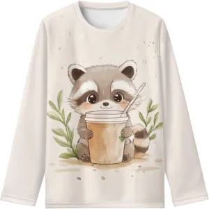 Girls Long Sleeve Shirt with Cute Graphic Casual Pullover Tops 3-16Y