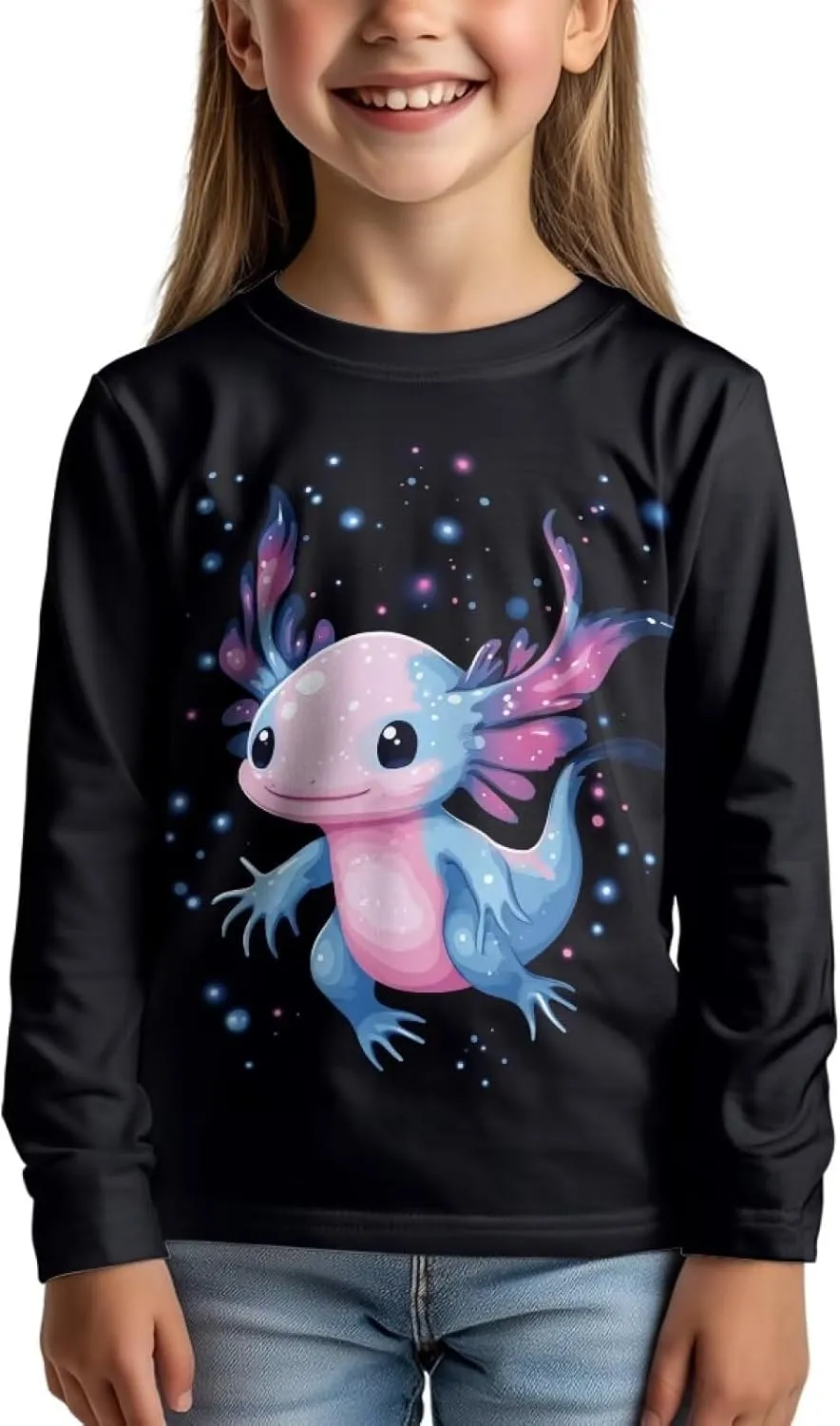 Girls Long Sleeve Shirt with Cute Graphic Casual Pullover Tops 3-16Y