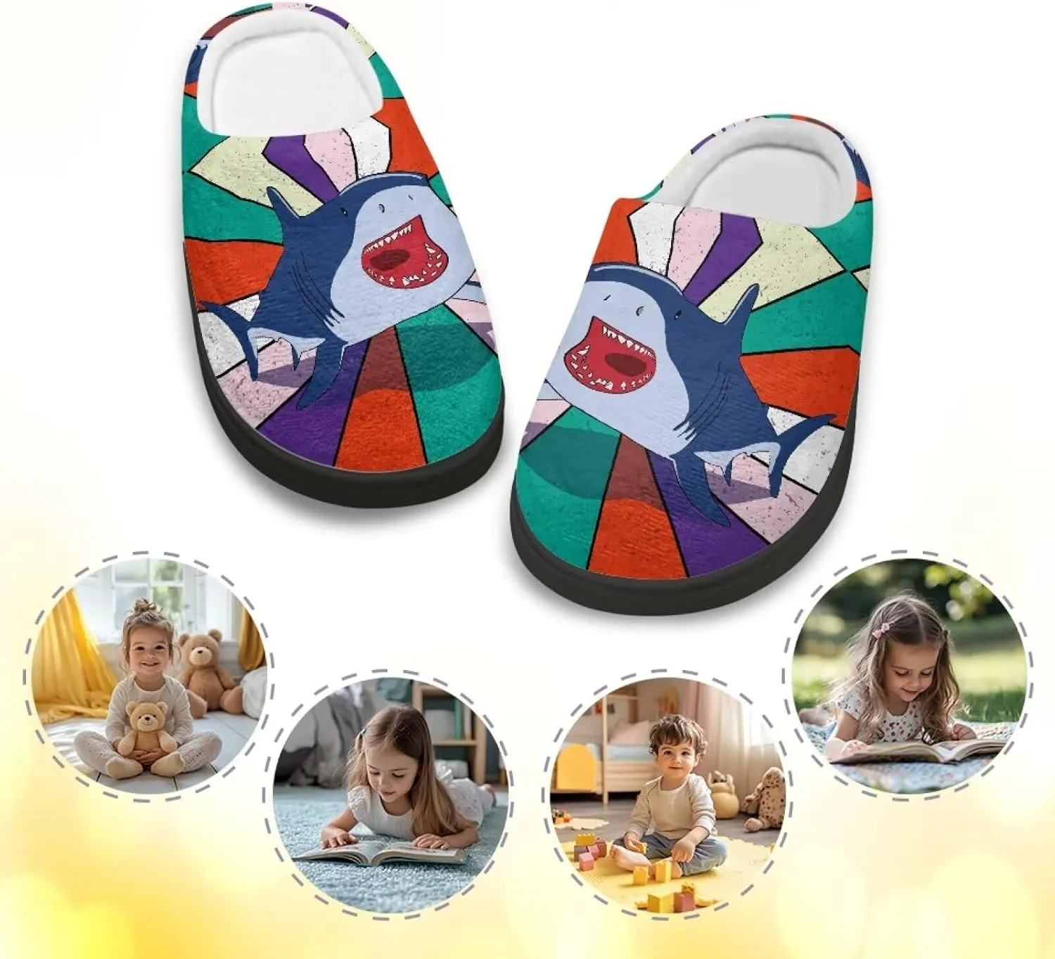Girls Plush House Slippers Soft Comfort Slippers Warm Lightweight Home Shoes Non Slip Bedroom Shoes Cute Print Slippers Washable for Indoor Outdoor US 9-15