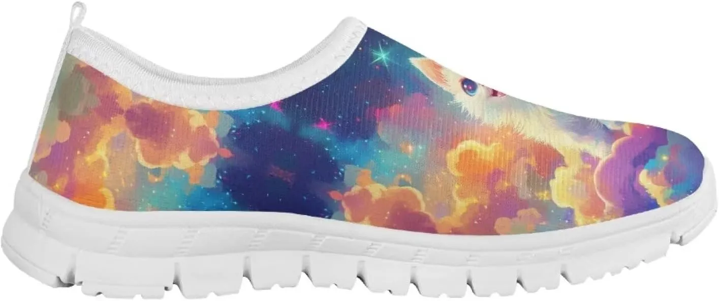Girls Running Shoes Cute Kids Slip On Sneakers Cartoon Themed Tennis Shoes