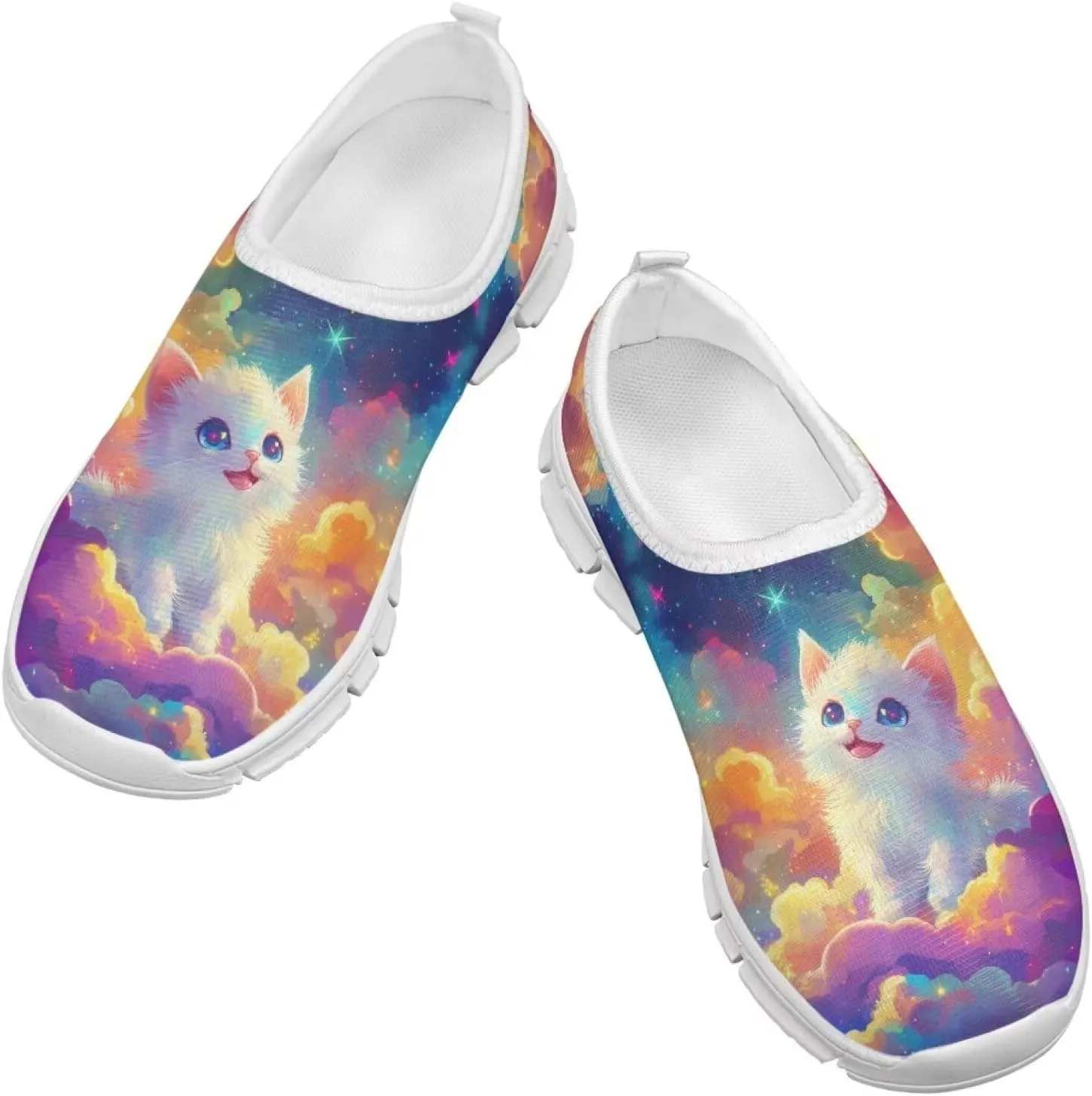 Girls Running Shoes Cute Kids Slip On Sneakers Cartoon Themed Tennis Shoes