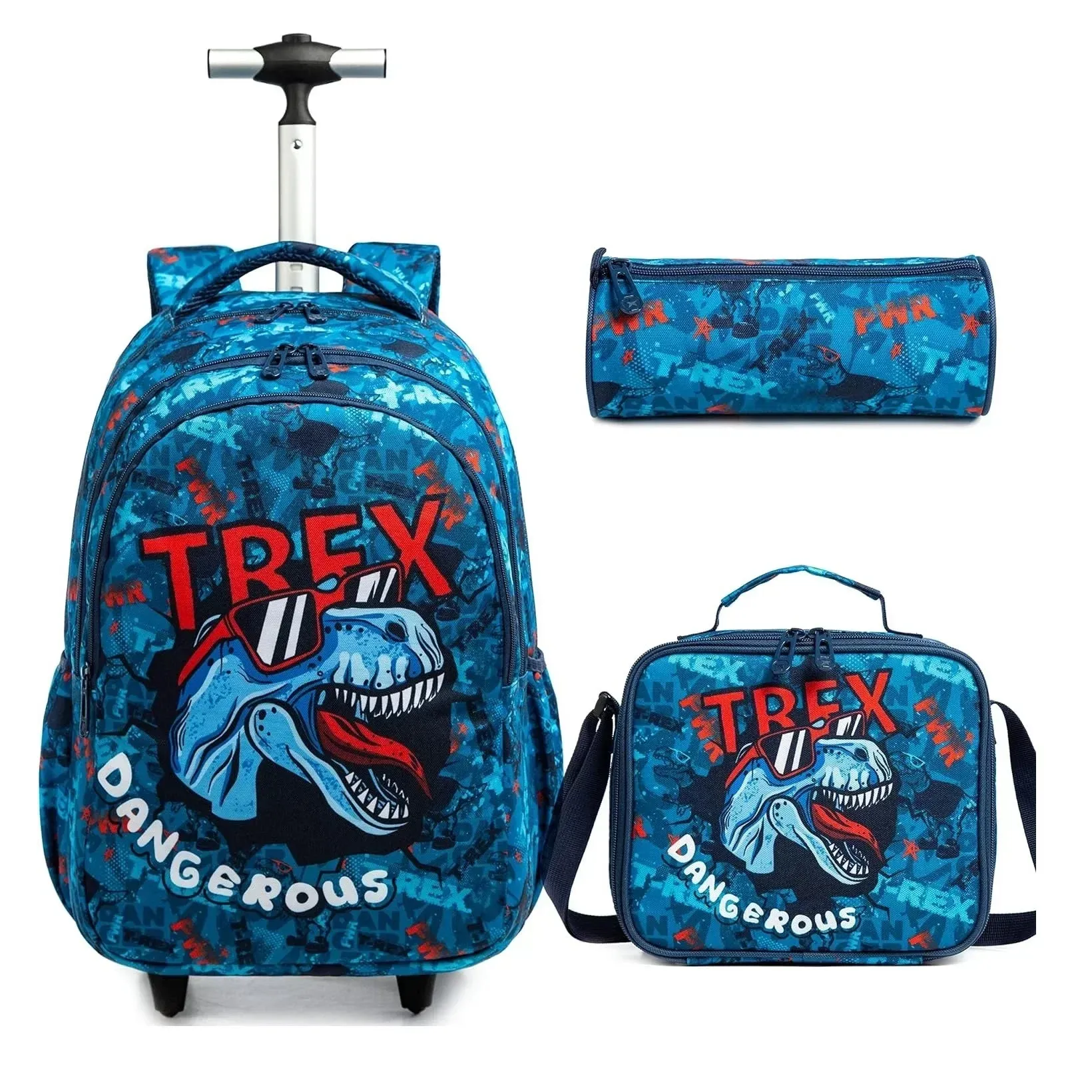 Girls School Backpack with Wheels | Rolling Trolley Bag Set for Boys with Lunch Bag