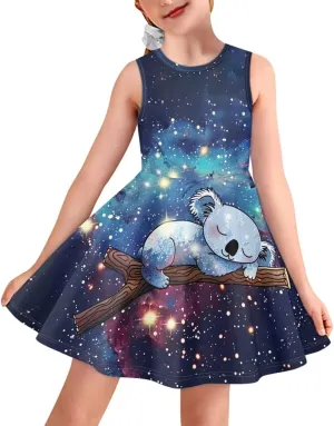 Girls Summer Sleeveless Dress Kids Flowy Swing Dresses for Toddler Girls