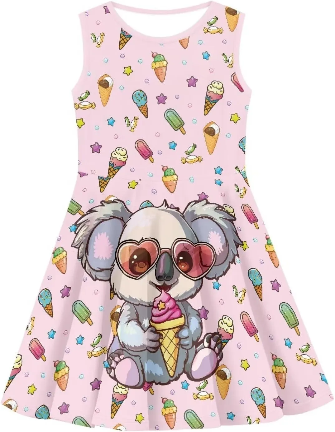 Girls Summer Sleeveless Dress Kids Flowy Swing Dresses for Toddler Girls