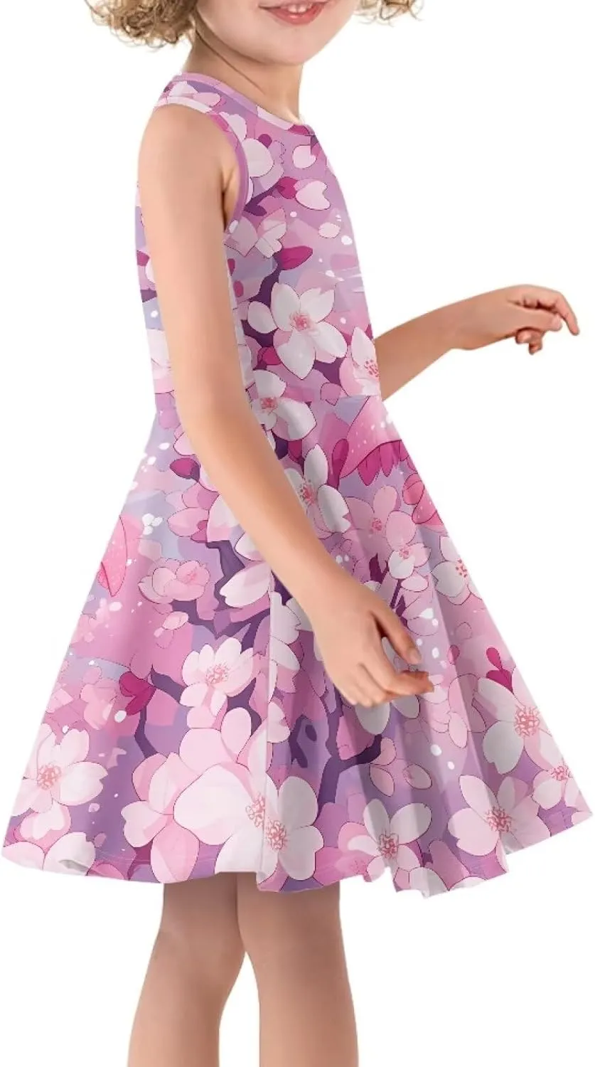 Girls Summer Sleeveless Dress Kids Flowy Swing Dresses for Toddler Girls