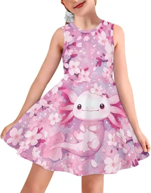 Girls Summer Sleeveless Dress Kids Flowy Swing Dresses for Toddler Girls