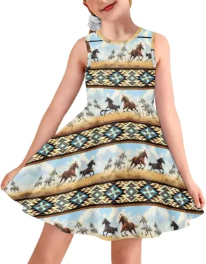 Girls Summer Sleeveless Dress Kids Flowy Swing Dresses for Toddler Girls