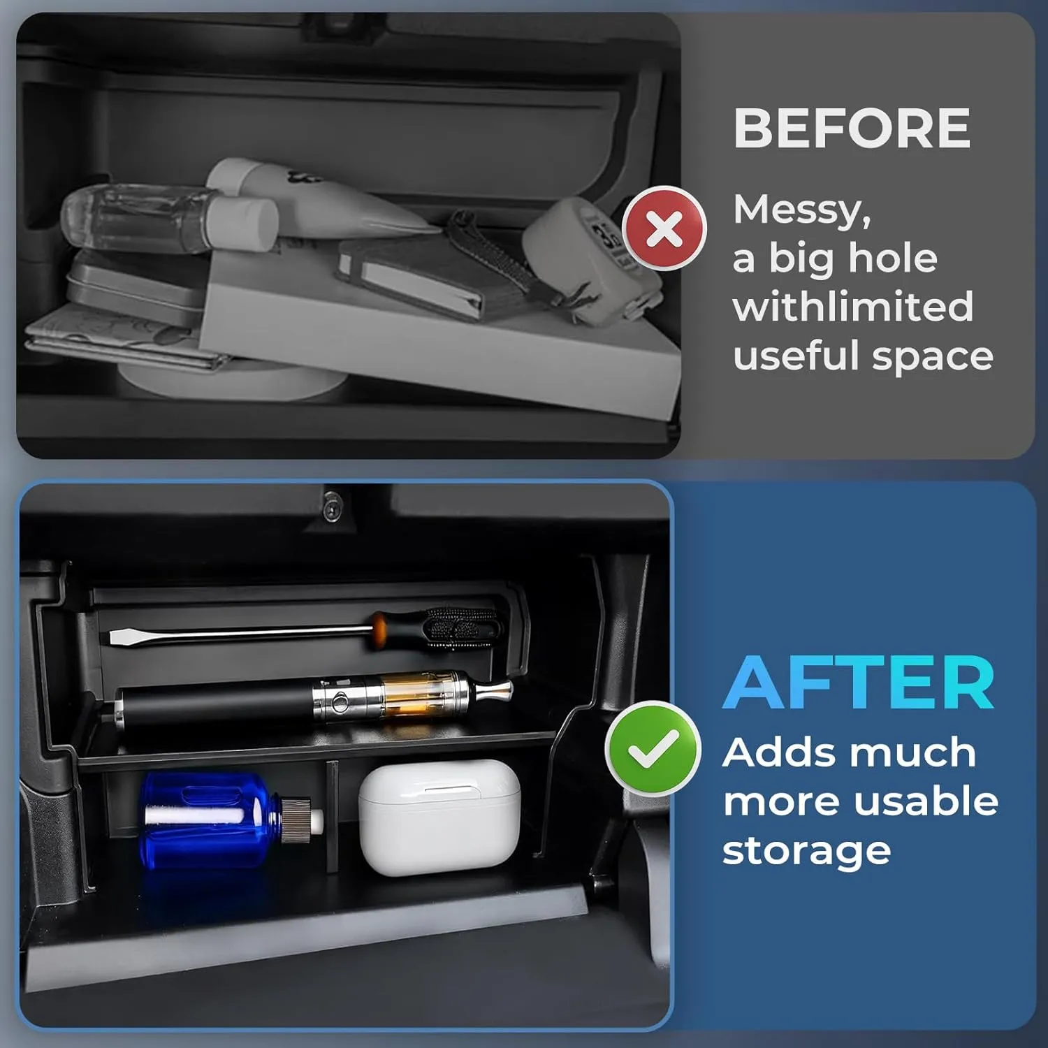 Glove Box Dividers Organizer Compatible with Toyota Tacoma 2024 2025 (4th Gen Tacoma), Interior Accessories Glove Box Compartment Insert Storage Dividers for 2024 2025 Tacoma, Black