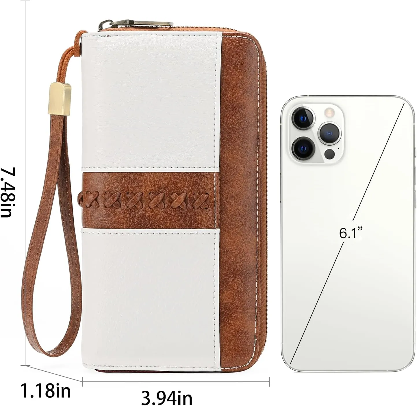 GOIACII Wallet for Women Ladies Wristlet Long Purse Zip Around Clutch RFID Blocking Vegan Leather