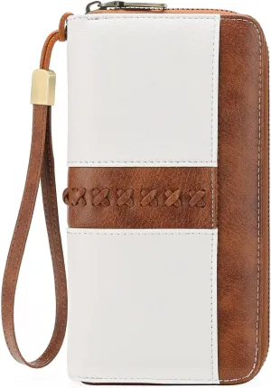 GOIACII Wallet for Women Ladies Wristlet Long Purse Zip Around Clutch RFID Blocking Vegan Leather