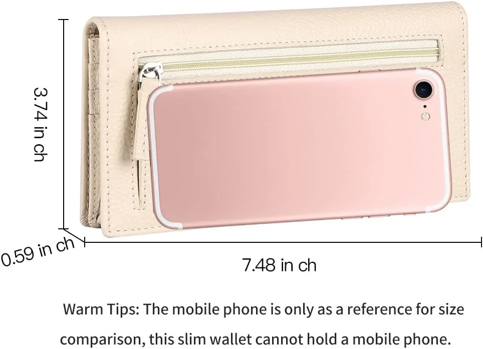 GOIACII Wallets for Women RFID Blocking Ultra Slim Real Leather Credit Card Holder Clutch