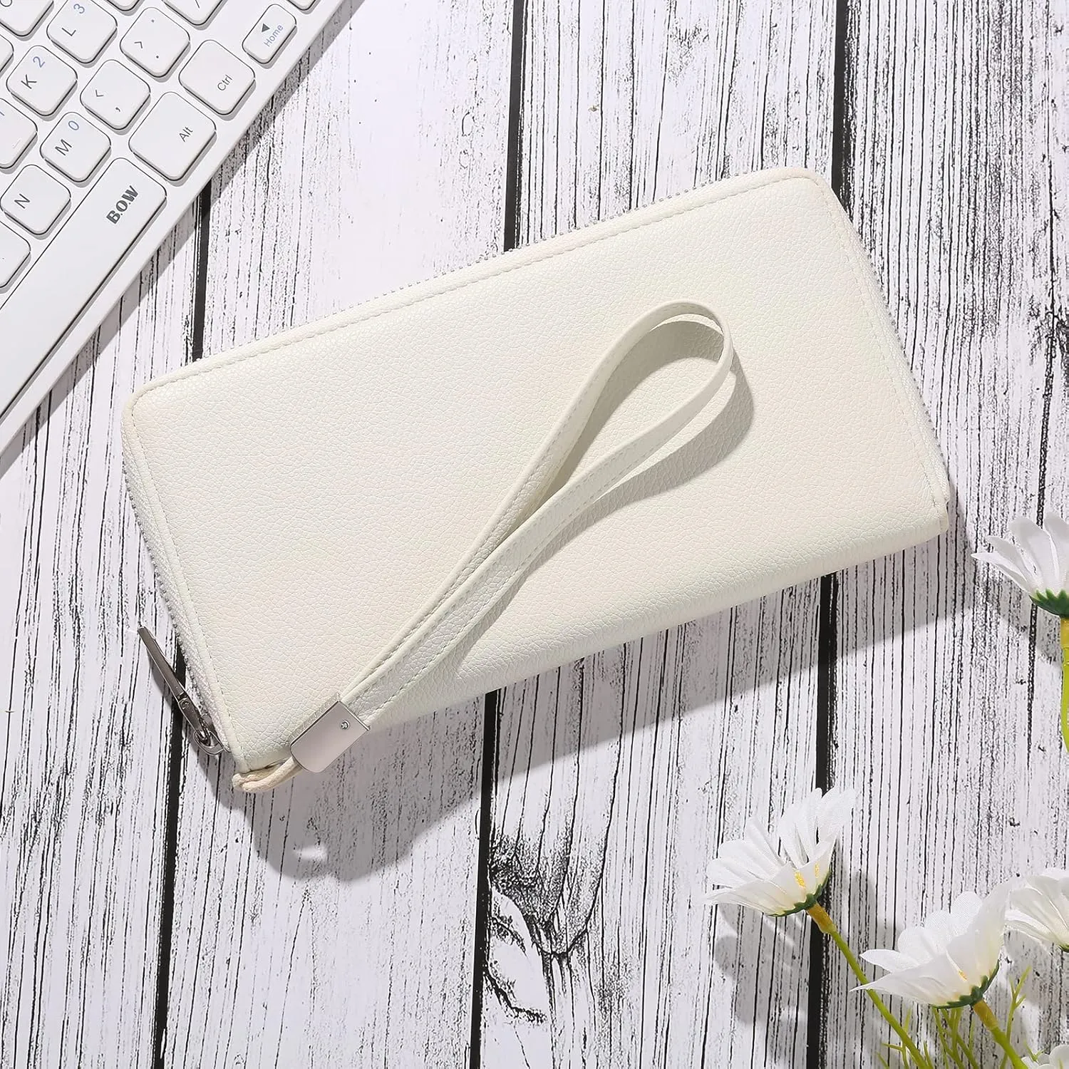 GOIACII Womens Wallet RFID Blocking Leather Zip Around Wallet Large Capacity Long Purse Credit Card Clutch Wristlet