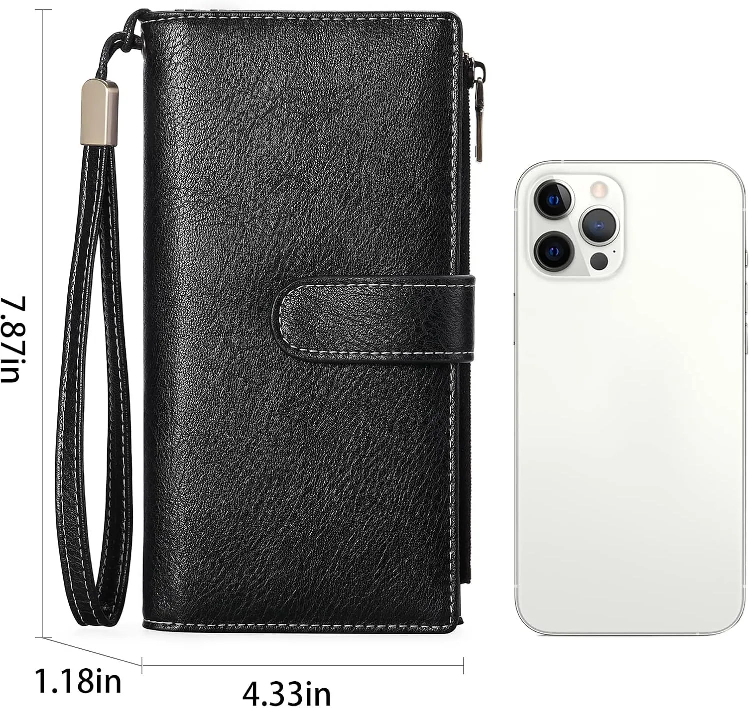 GOIACII Womens Wallets Large Capacity Credit Card Holder Rfid Wallet Women Double Zipper Pocket Leather Bifold Ladies Wristlet Clutch Wallet