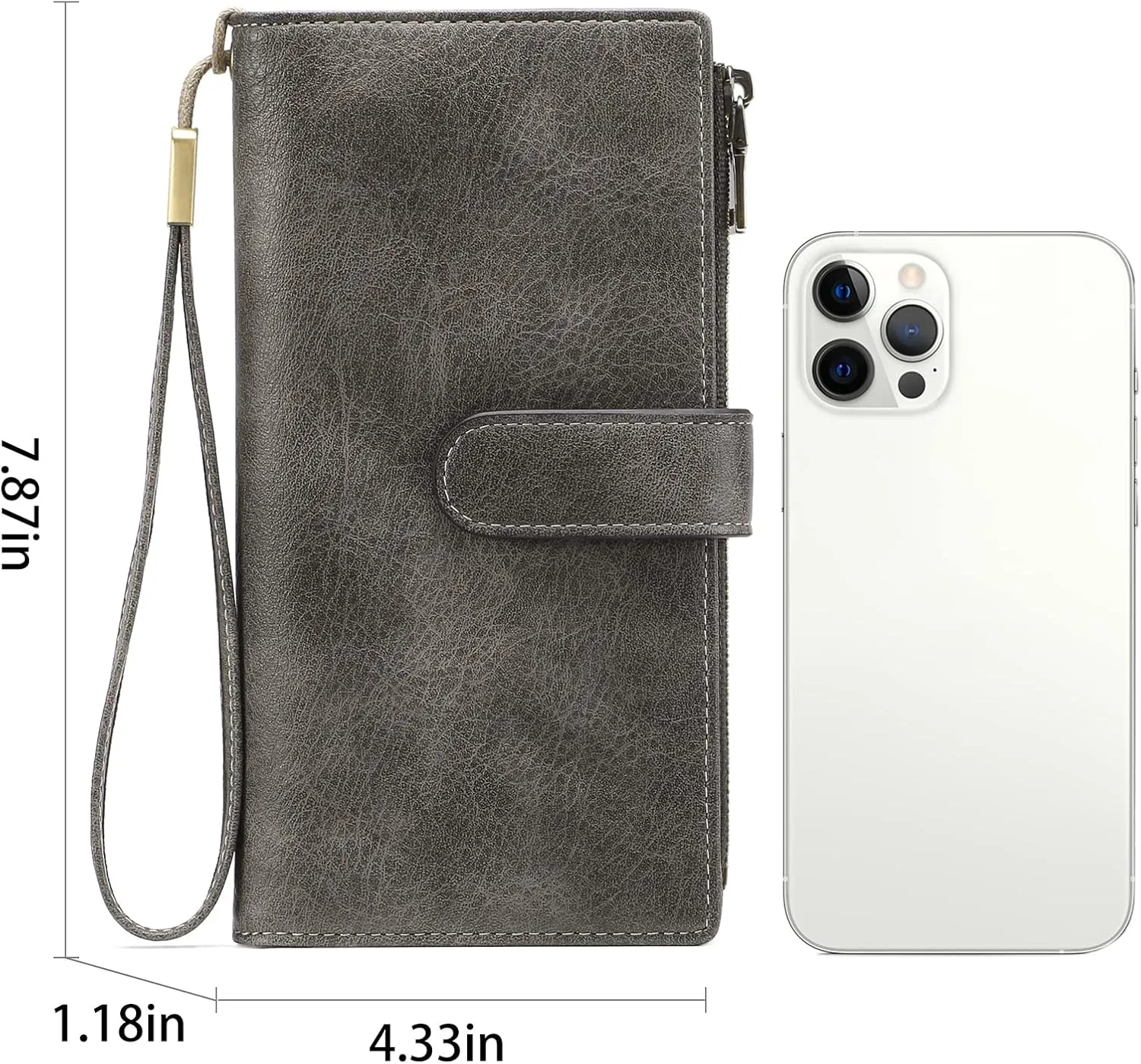 GOIACII Womens Wallets Large Capacity Credit Card Holder Rfid Wallet Women Double Zipper Pocket Leather Bifold Ladies Wristlet Clutch Wallet