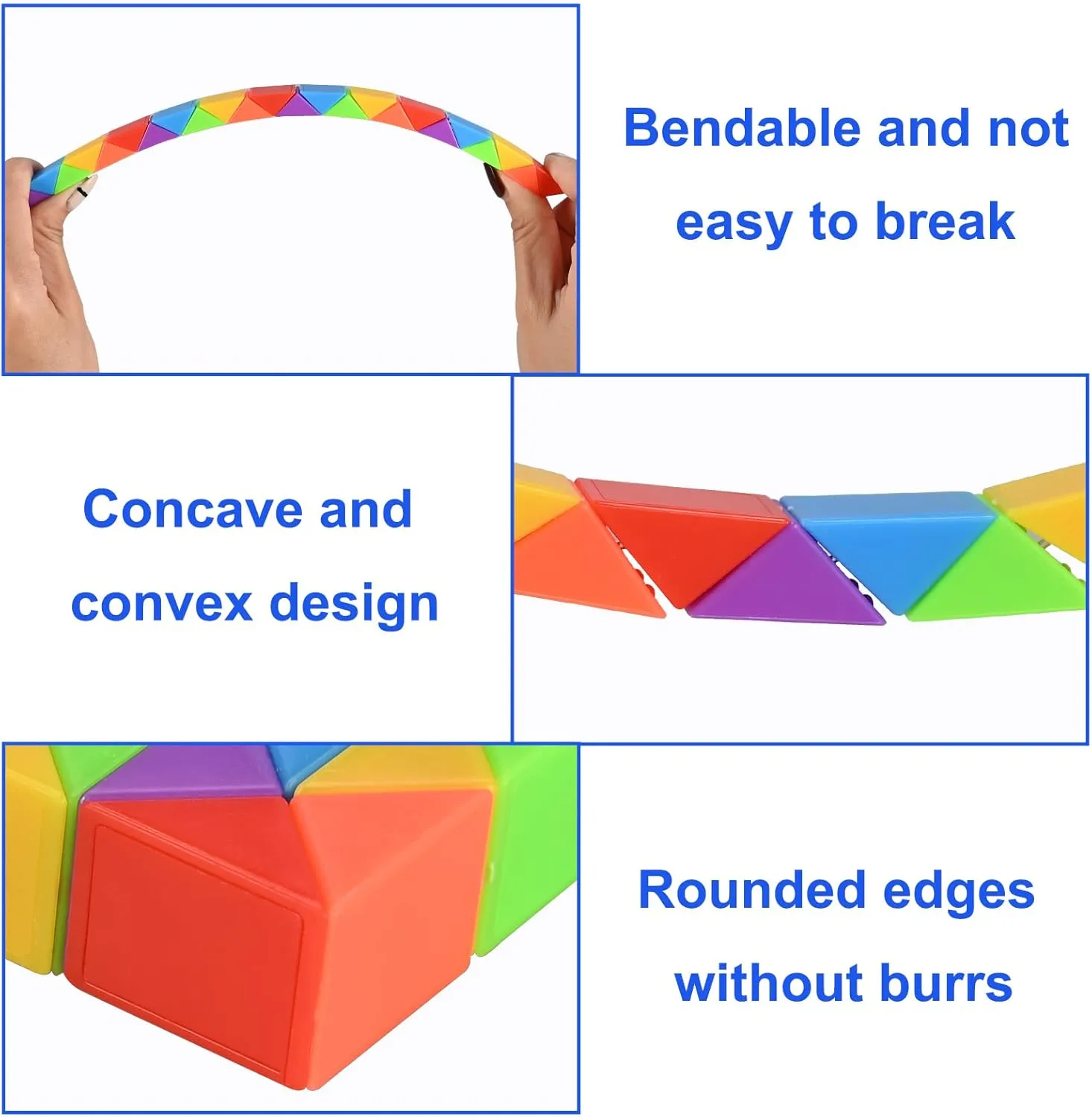 GOLDGE 40 Pack Mini Fidget Snake Cube Puzzle Toys - Party Favors & Goodie Bag Fillers, Travel Toys for Kids Ages 4-8, Rainbow Colors - Bulk Birthday & Back to School Gifts - Stocking Stuffers