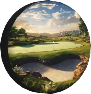 Golf Course Tire Cover Outdoor Waterproof Snow Sun Rain Wheel Cover Portable Wheel Bags Camper Spare Tire Cover Universal Car Tire Protectors for Trailer RV SUV