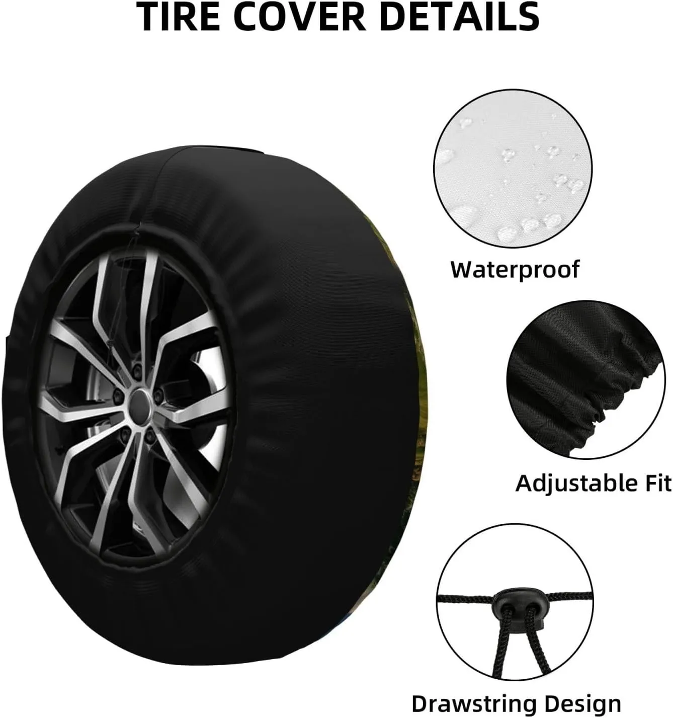 Golf Course Tire Cover Outdoor Waterproof Snow Sun Rain Wheel Cover Portable Wheel Bags Camper Spare Tire Cover Universal Car Tire Protectors for Trailer RV SUV