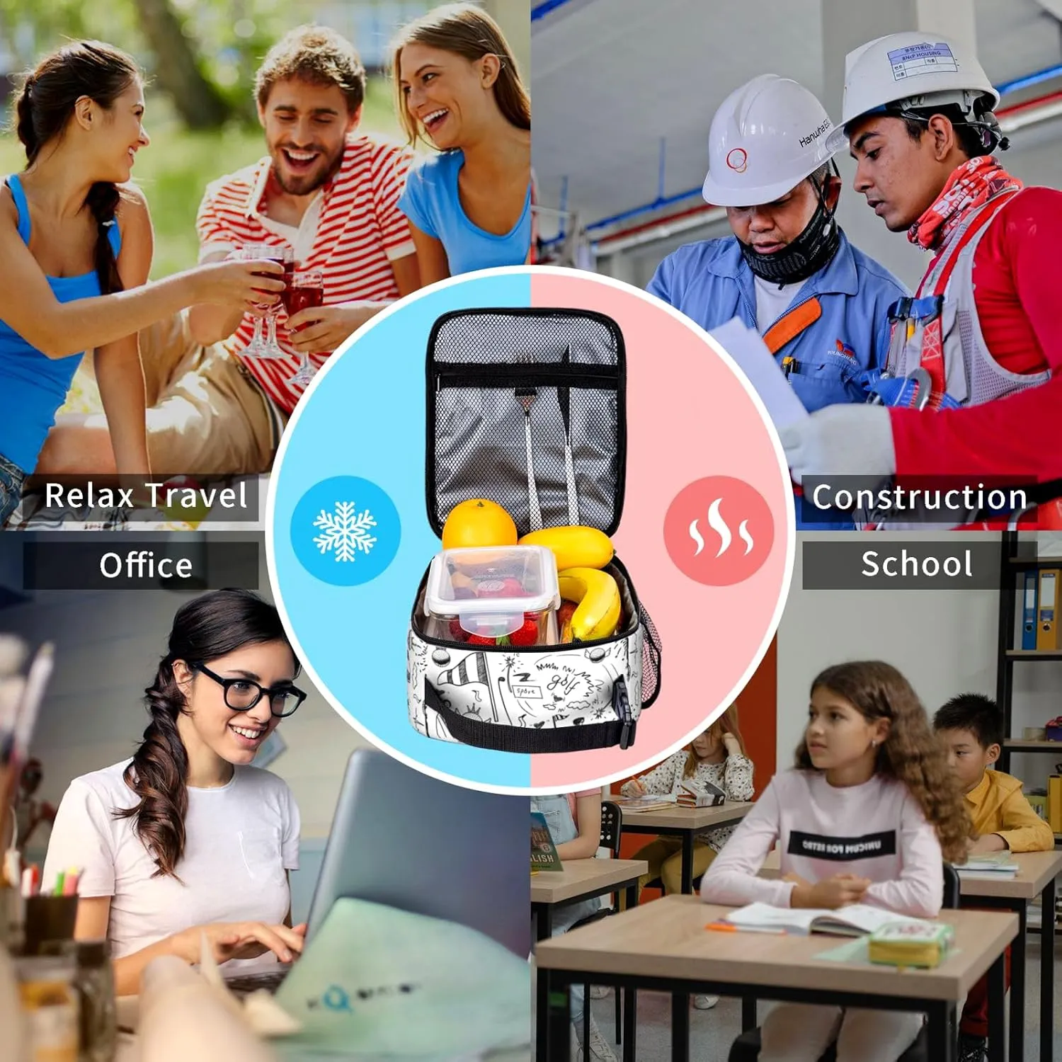 Golf Lunch Box Portable Insulated Cooler Lunch Bags Multicolor Cartoon Lunch Bag For Women Men Kids Boys Girls School Work Office Travel Picnic Gifts