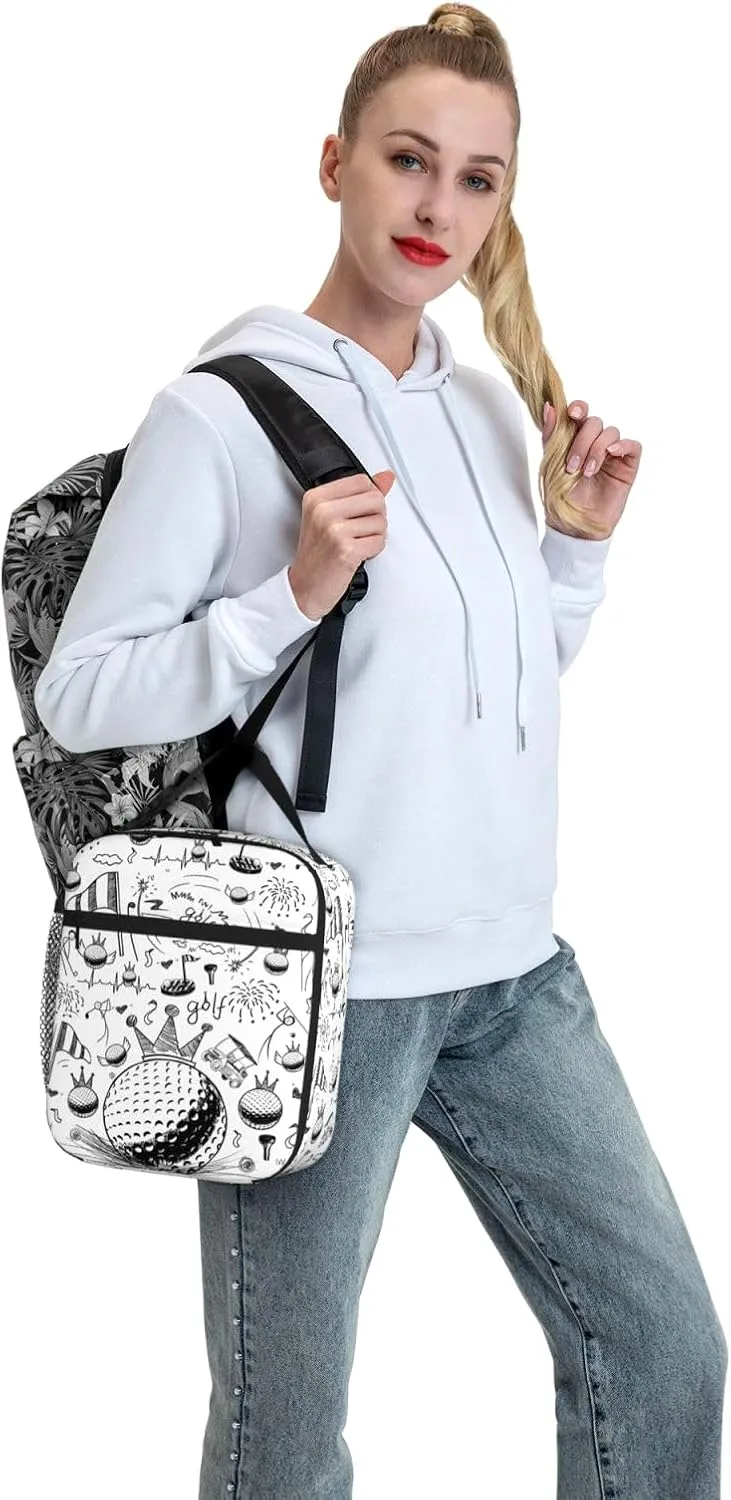 Golf Lunch Box Portable Insulated Cooler Lunch Bags Multicolor Cartoon Lunch Bag For Women Men Kids Boys Girls School Work Office Travel Picnic Gifts