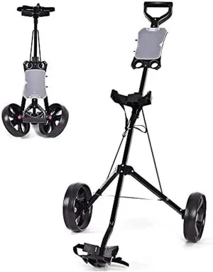 Golf Push Cart Foldable 2 Wheels Push Pull Cart Trolley for Golf Bag Outdoor Golf Sport Match Airport Luggage Check Carrier Cart Golf Caddy