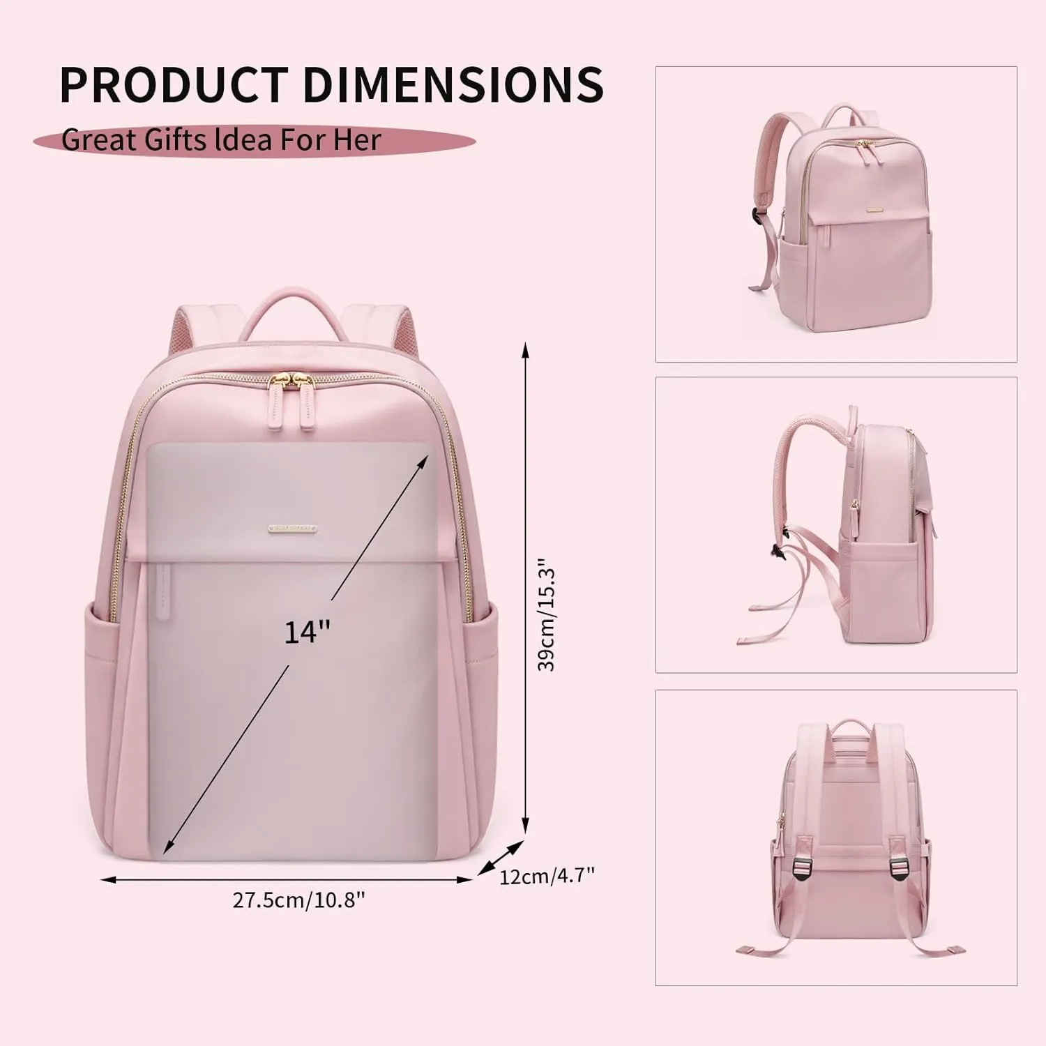 GOLF SUPAGS Women Laptop Backpack with Separate Laptop Compartment Fits 14 Inch Notebook Casual Daypack for Work Travel College Backpack Book Bags