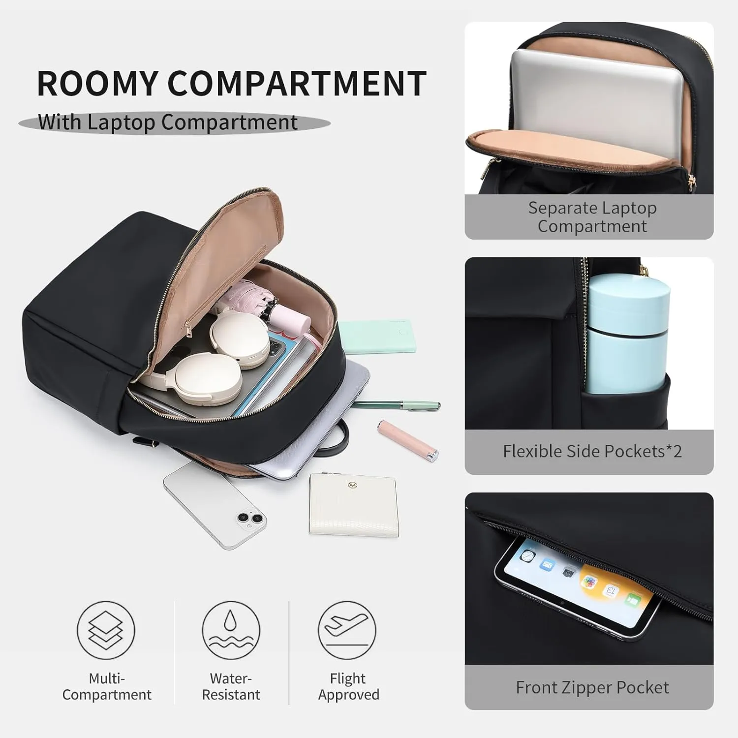 GOLF SUPAGS Women Laptop Backpack with Separate Laptop Compartment Fits 14 Inch Notebook Casual Daypack for Work Travel College Backpack Book Bags
