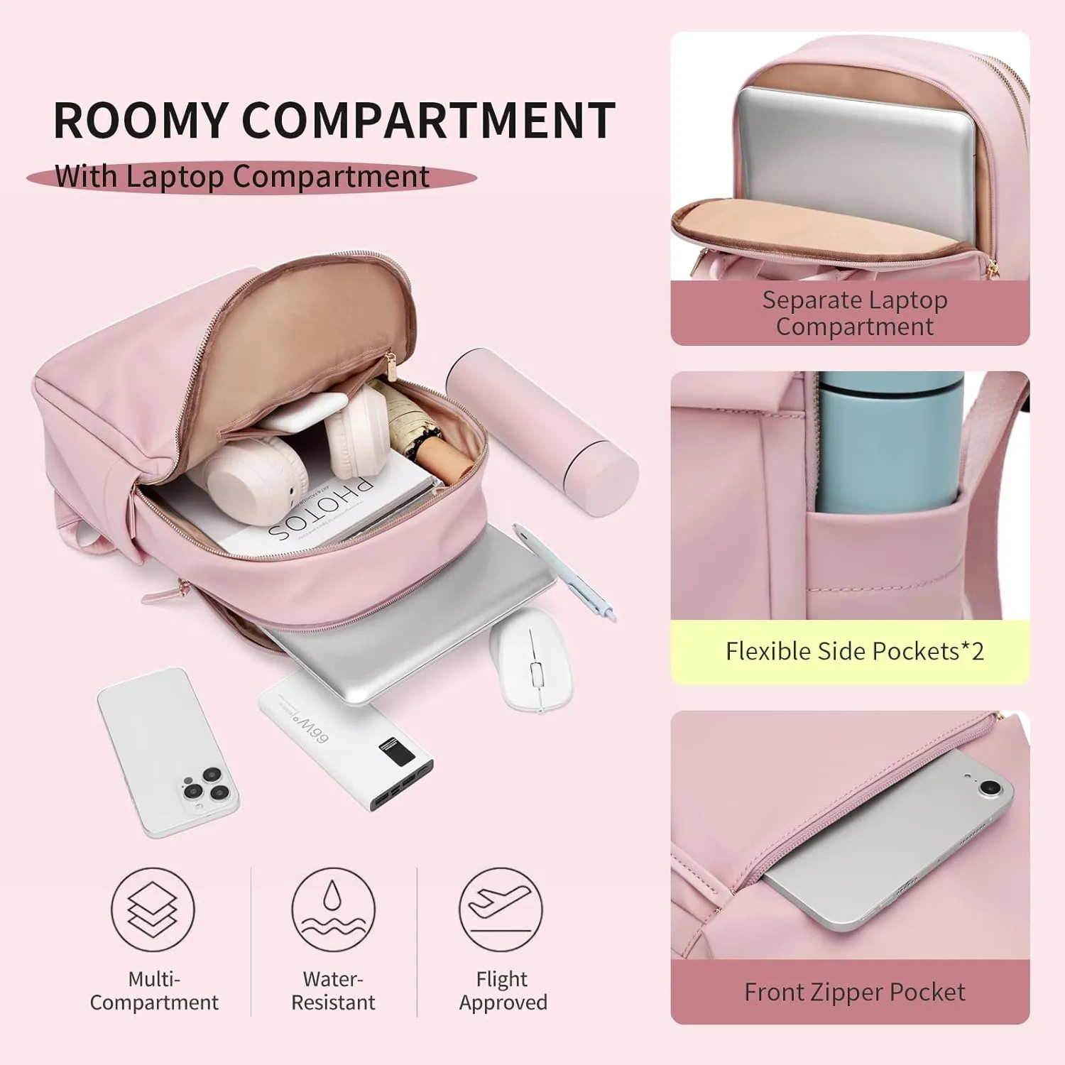 GOLF SUPAGS Women Laptop Backpack with Separate Laptop Compartment Fits 14 Inch Notebook Casual Daypack for Work Travel College Backpack Book Bags