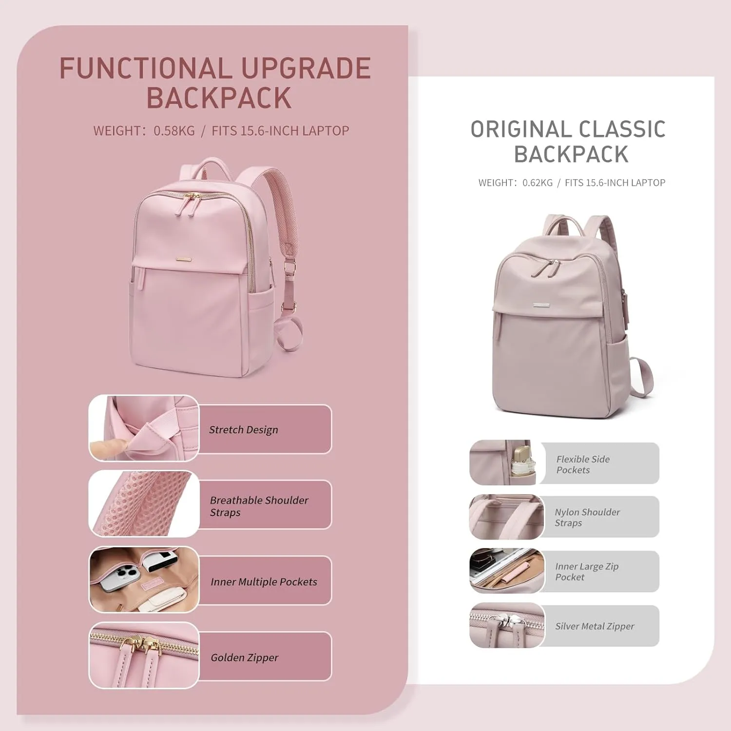 GOLF SUPAGS Women Laptop Backpack with Separate Laptop Compartment Fits 15.6 Inch Notebook Casual Daypack for Work Travel College Backpack Book Bags