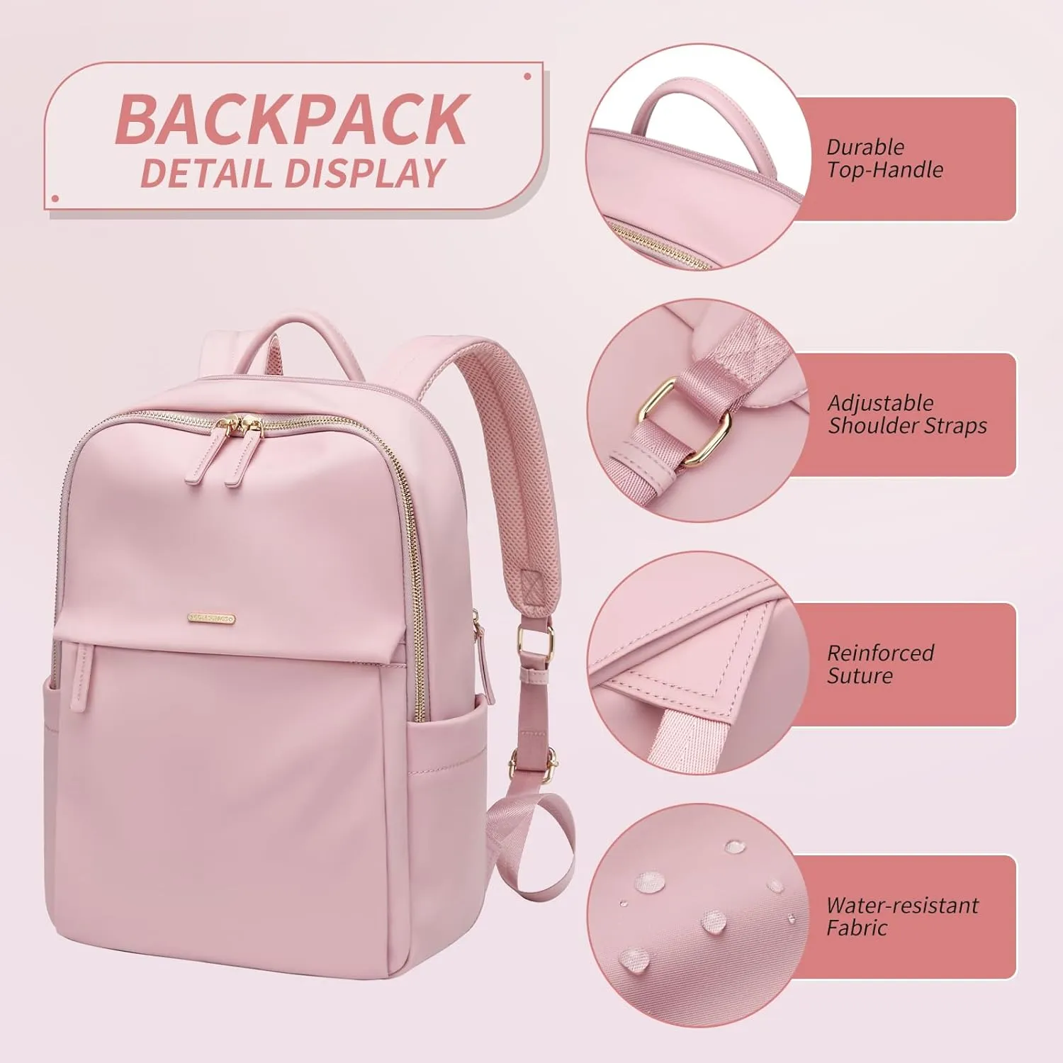 GOLF SUPAGS Women Laptop Backpack with Separate Laptop Compartment Fits 15.6 Inch Notebook Casual Daypack for Work Travel College Backpack Book Bags
