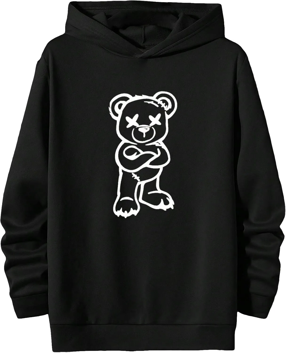 GORGLITTER Men's Cartoon Graphic Hoodies Drop Shoulder Drawstring Pullover Hoodie Sweatshirts