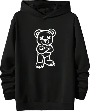 GORGLITTER Men's Cartoon Graphic Hoodies Drop Shoulder Drawstring Pullover Hoodie Sweatshirts