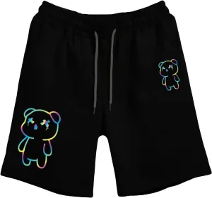 GORGLITTER Men's Reflective Cartoon Graphic Drawstring Waist Track Shorts Workout Short Pants