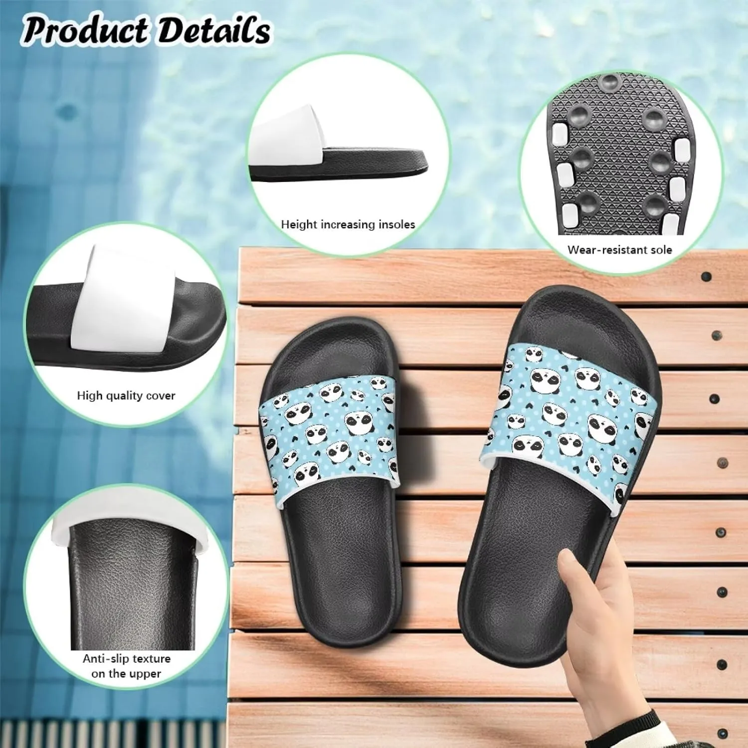 GOSTONG Boys Girls Summer Sandals Non-Slip Water Kids Shower Shoes for Beach Pool & Outdoor Quick-Dry Lightweight House Slippers Thick Sole