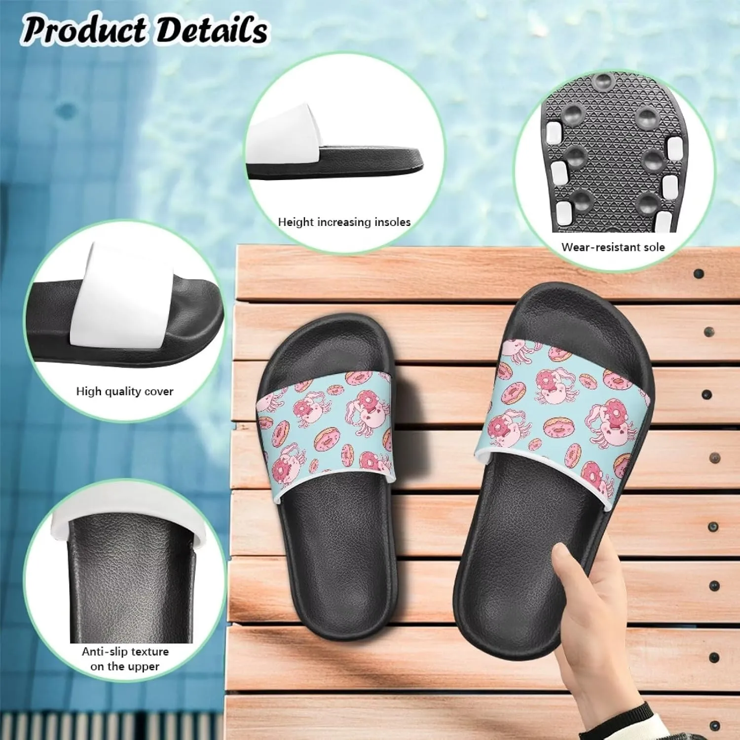 GOSTONG Boys Girls Summer Sandals Non-Slip Water Kids Shower Shoes for Beach Pool & Outdoor Quick-Dry Lightweight House Slippers Thick Sole